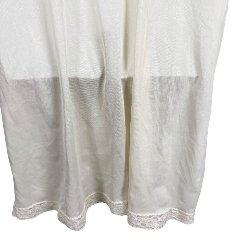 Vanity Fair Vintage Full Slip Dress Ivory Lace Trim V-Neck Babydoll USA Made S - Picture 11 of 16
